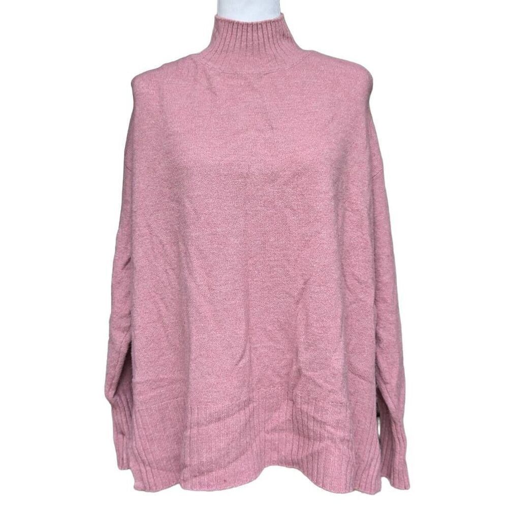 The Limited Coral Pink Mock Neck Sweater Pullover Long Sleeve Size L Relaxed Fit